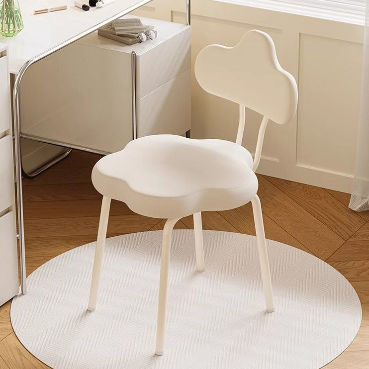 Minimalist Cream Cloud Leather Vanity Stool