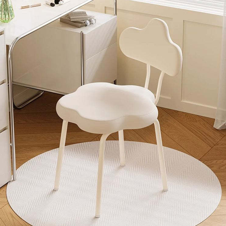 Minimalist Cream Cloud Leather Vanity Stool