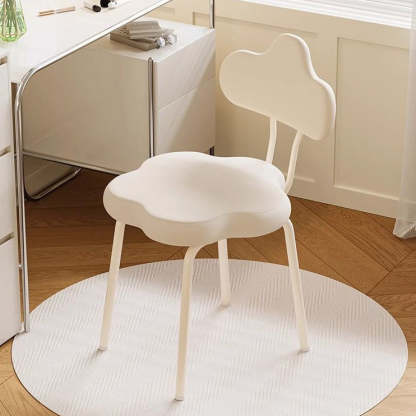 Minimalist Cream Cloud Leather Vanity Stool