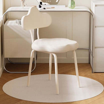 Minimalist Cream Cloud Leather Vanity Stool