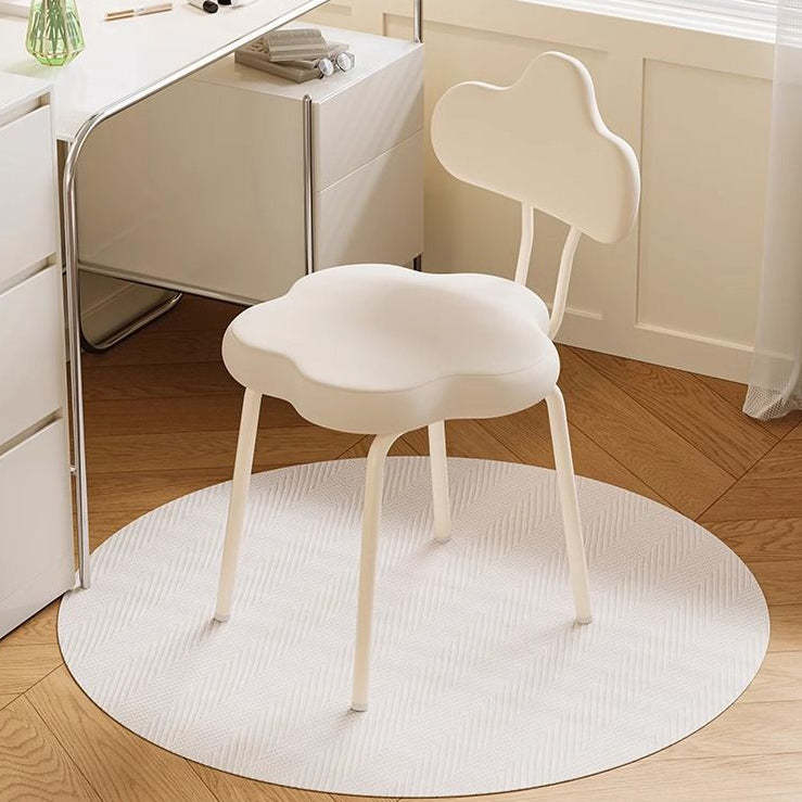 Minimalist Cream Cloud Leather Vanity Stool
