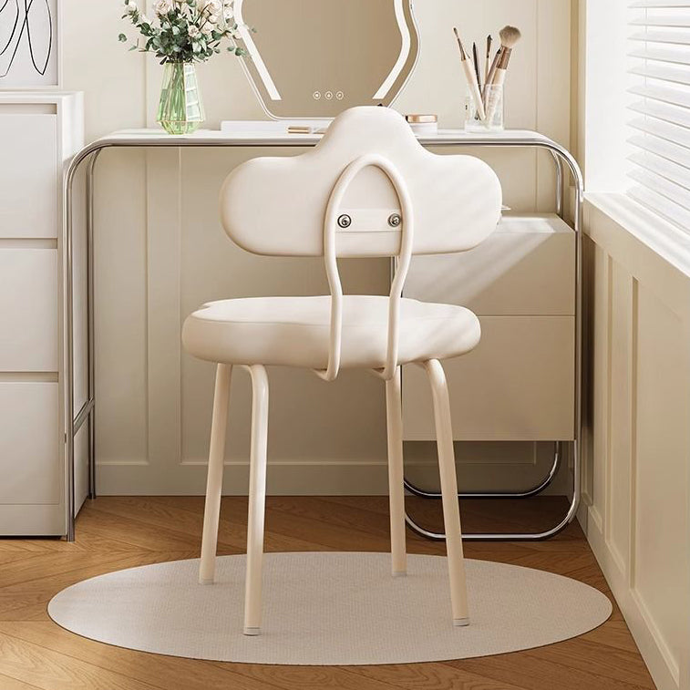 Minimalist Cream Cloud Leather Vanity Stool