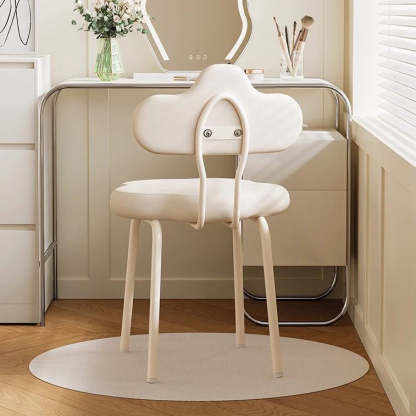 Minimalist Cream Cloud Leather Vanity Stool