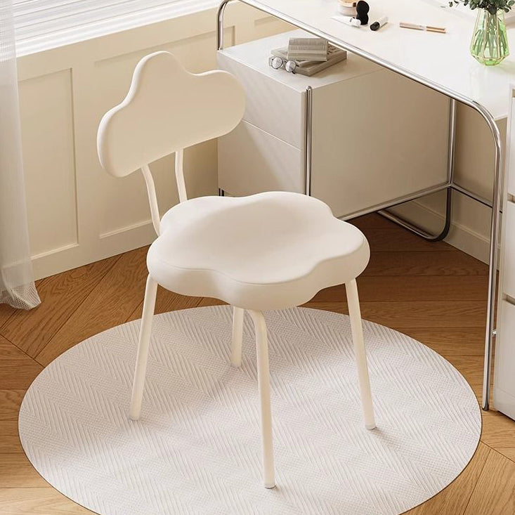 Minimalist Cream Cloud Leather Vanity Stool