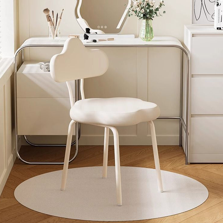 Minimalist Cream Cloud Leather Vanity Stool