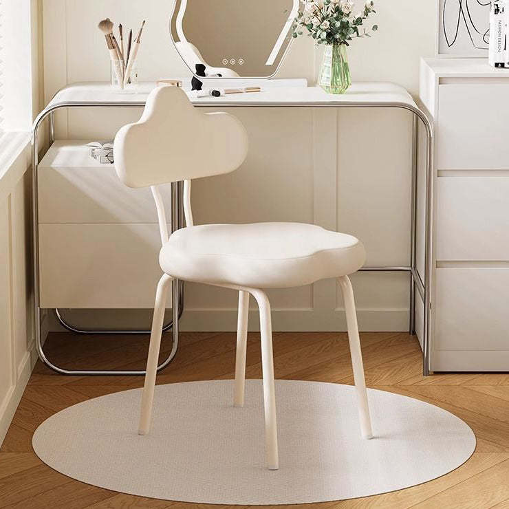 Minimalist Cream Cloud Leather Vanity Stool