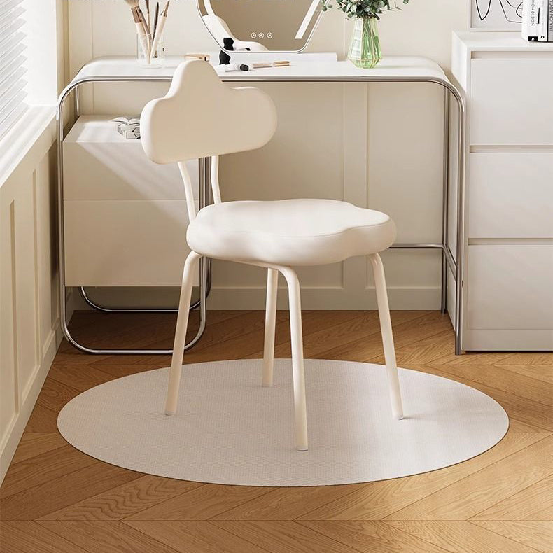 Minimalist Cream Cloud Leather Vanity Stool