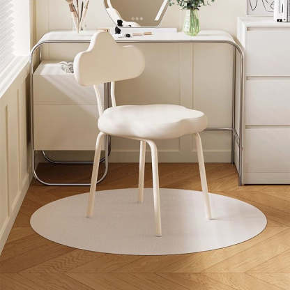 Minimalist Cream Cloud Leather Vanity Stool