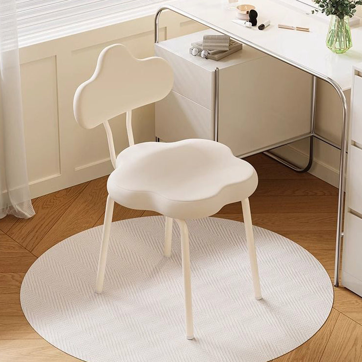 Minimalist Cream Cloud Leather Vanity Stool