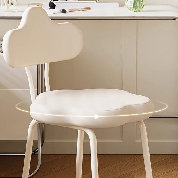 Minimalist Cream Cloud Leather Vanity Stool