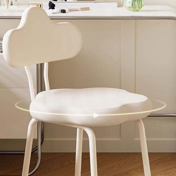 Minimalist Cream Cloud Leather Vanity Stool