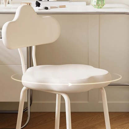 Minimalist Cream Cloud Leather Vanity Stool