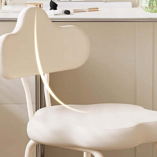 Minimalist Cream Cloud Leather Vanity Stool