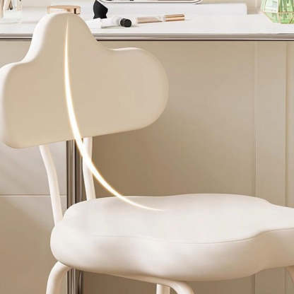 Minimalist Cream Cloud Leather Vanity Stool