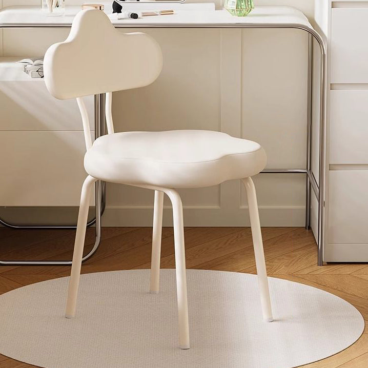Minimalist Cream Cloud Leather Vanity Stool
