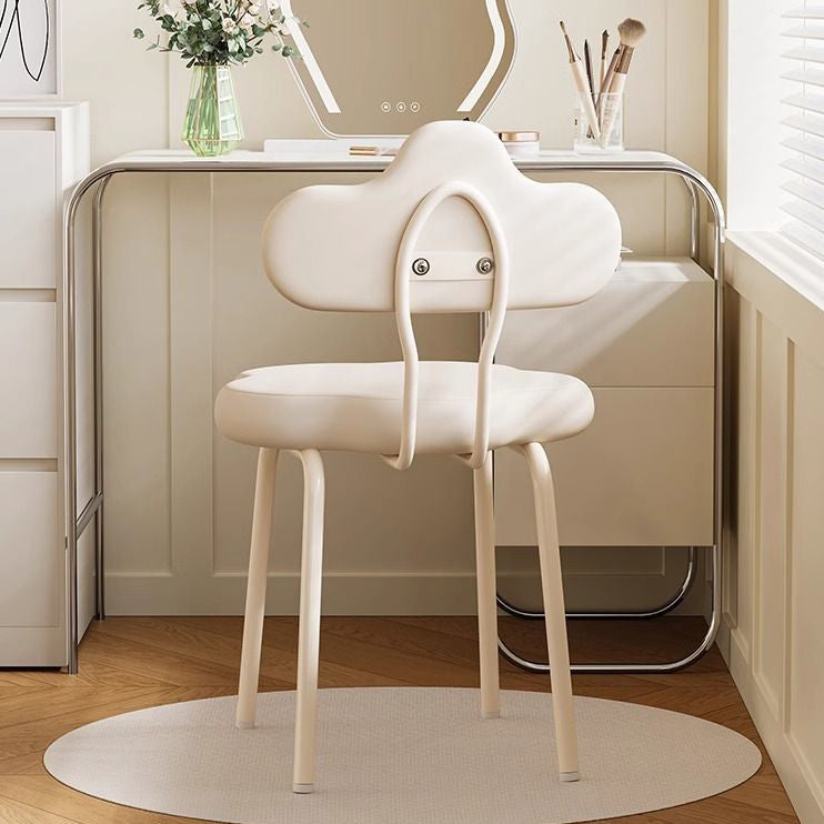 Minimalist Cream Cloud Leather Vanity Stool