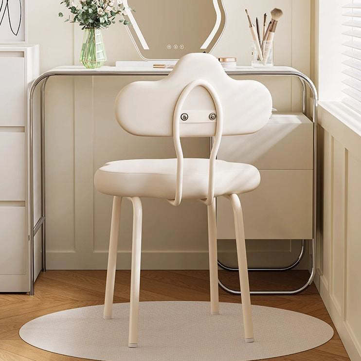 Minimalist Cream Cloud Leather Vanity Stool