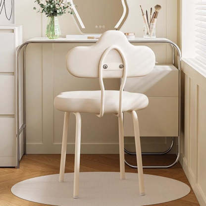 Minimalist Cream Cloud Leather Vanity Stool