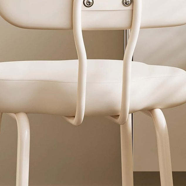 Minimalist Cream Cloud Leather Vanity Stool