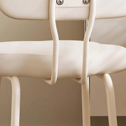 Minimalist Cream Cloud Leather Vanity Stool