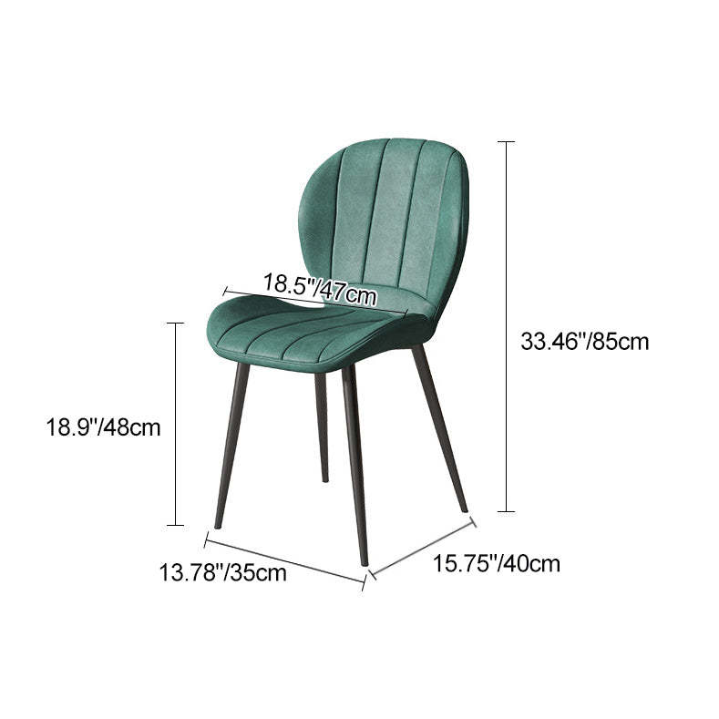 Nordic Shell Striped Leather Dining Chair — Black