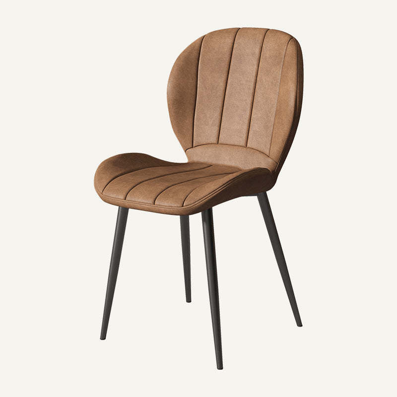 Nordic Shell Striped Leather Dining Chair