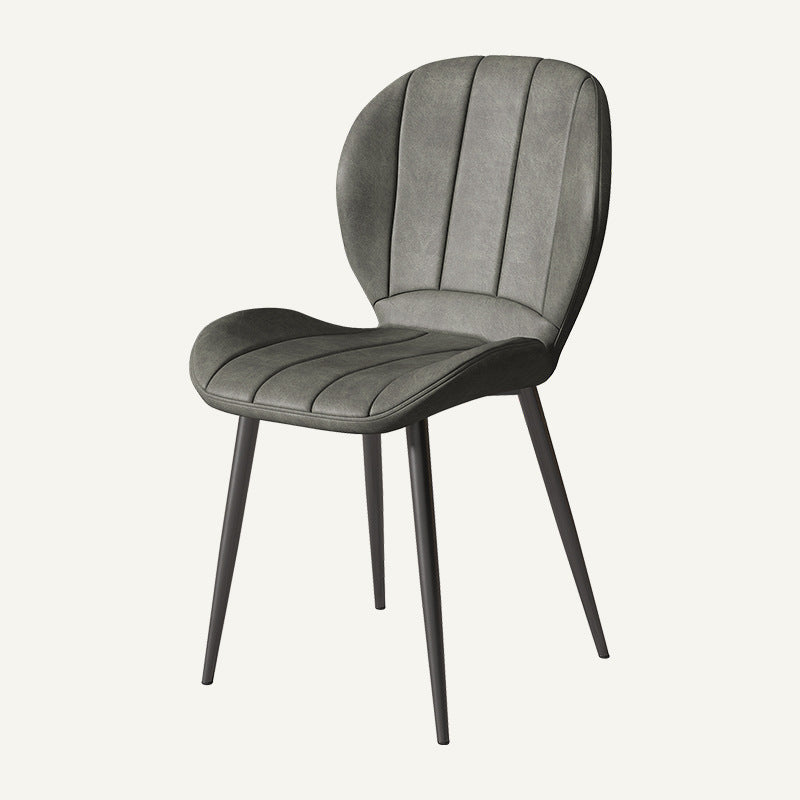 Nordic Shell Striped Leather Dining Chair