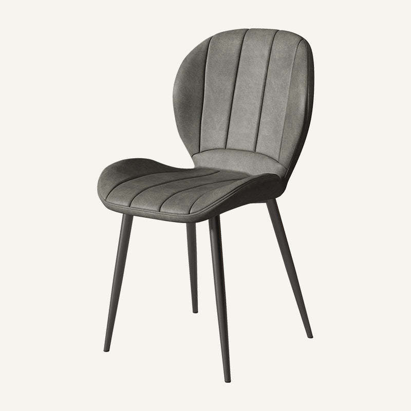 Nordic Shell Striped Leather Dining Chair