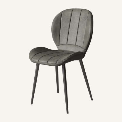 Nordic Shell Striped Leather Dining Chair