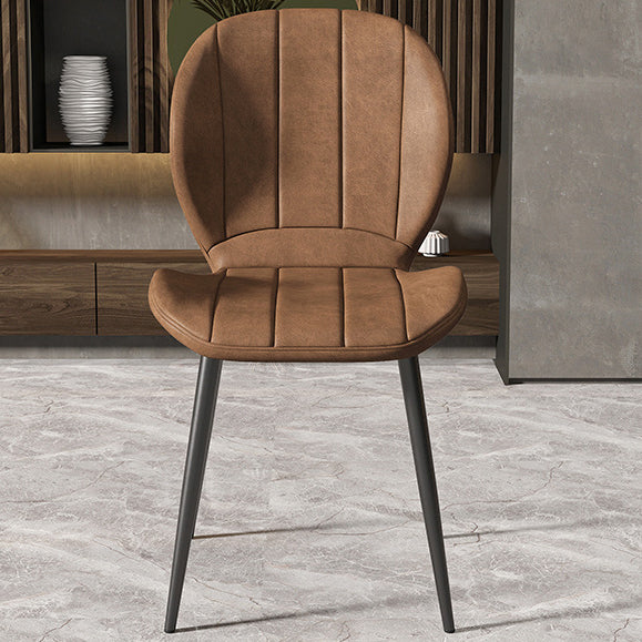 Nordic Shell Striped Leather Dining Chair