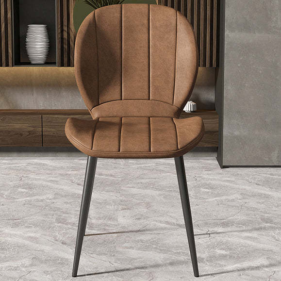 Nordic Shell Striped Leather Dining Chair