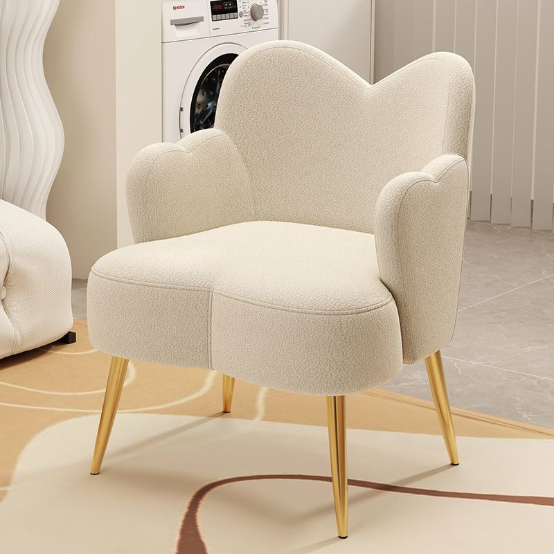 Cream Lambswool Metal Vanity Stool