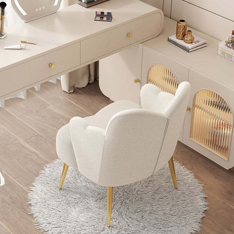 Cream Lambswool Metal Vanity Stool