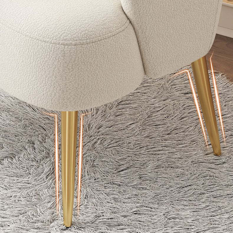 Cream Lambswool Metal Vanity Stool — Pink + Gold Frame