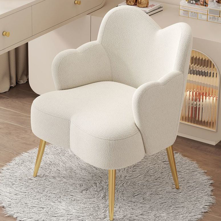 Cream Lambswool Metal Vanity Stool