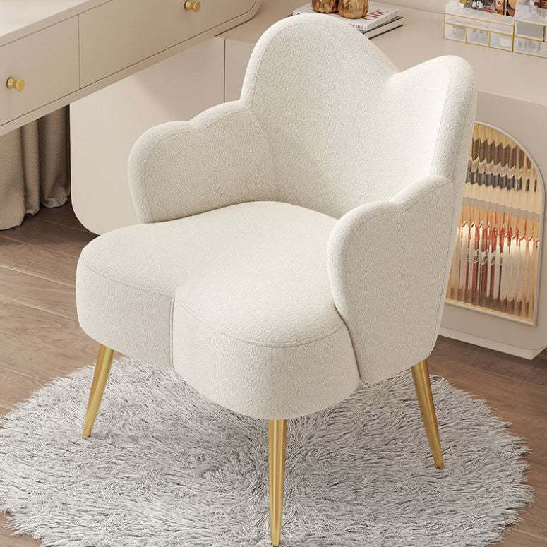 Cream Lambswool Metal Vanity Stool