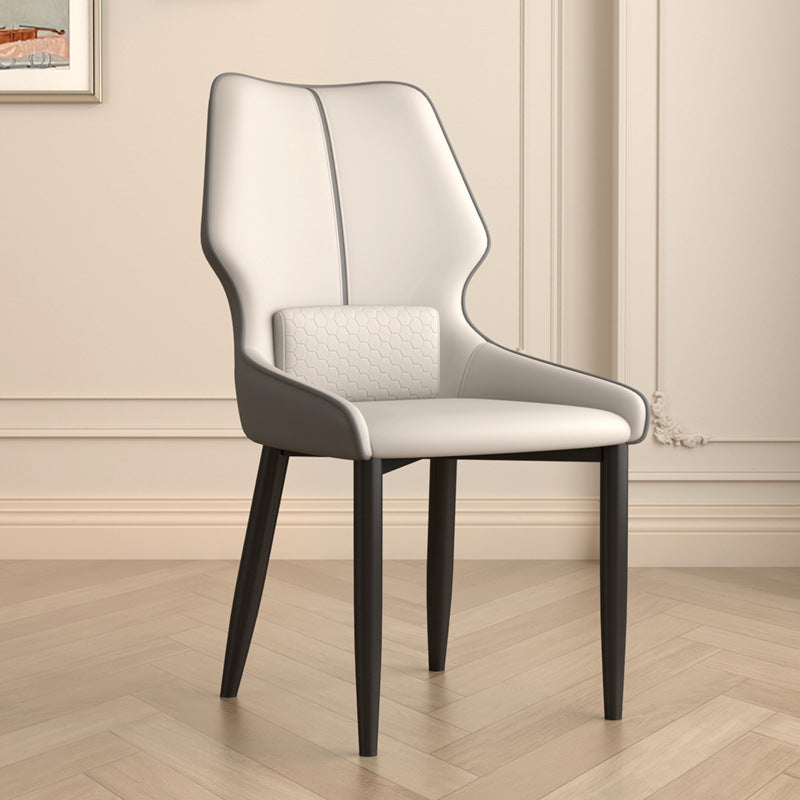 Luxury Leather Steel Dining Chair — Beige