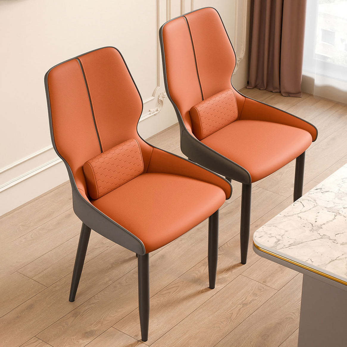 Luxury Leather Steel Dining Chair