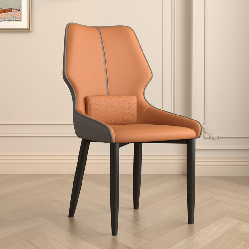 Luxury Leather Steel Dining Chair — Gray