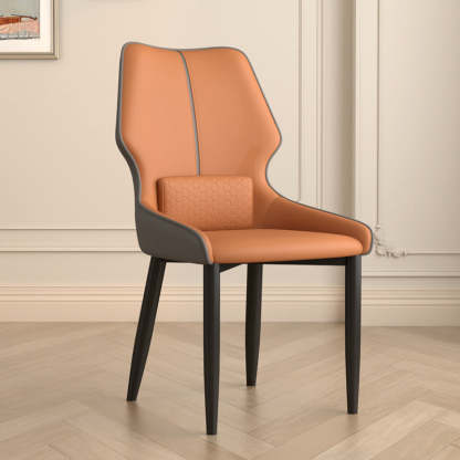 Luxury Leather Steel Dining Chair — Gray