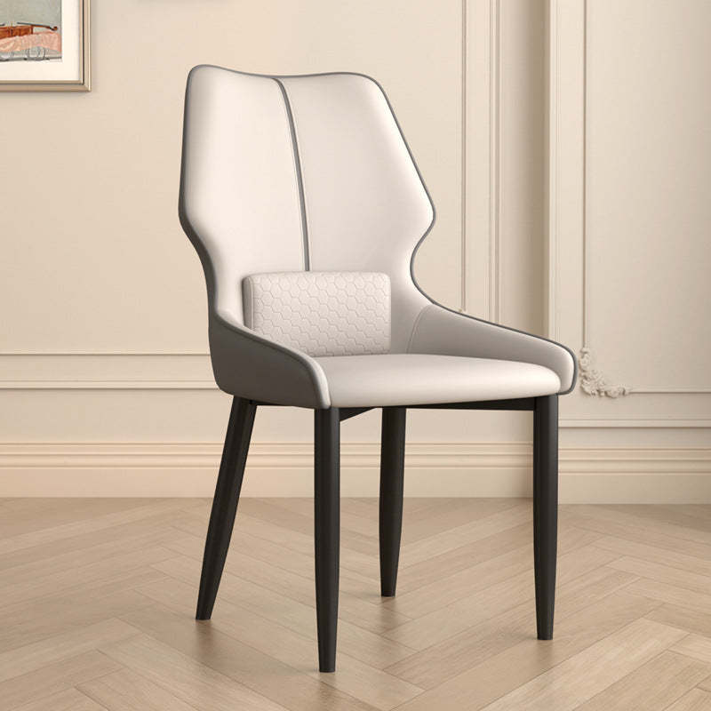 Luxury Leather Steel Dining Chair — Beige