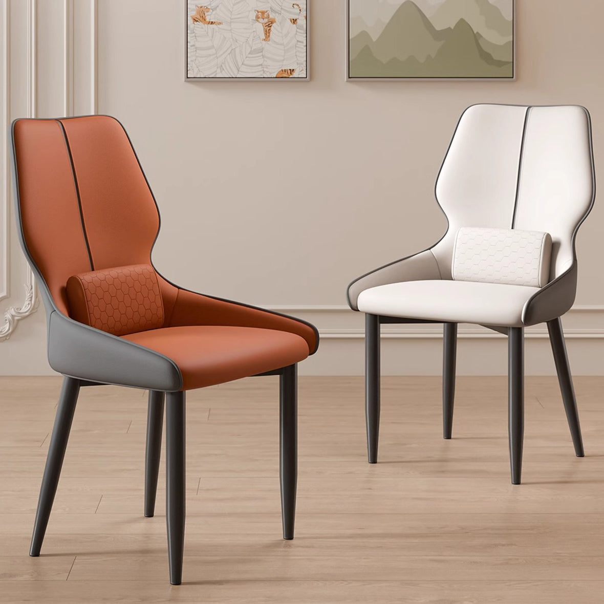 Luxury Leather Steel Dining Chair
