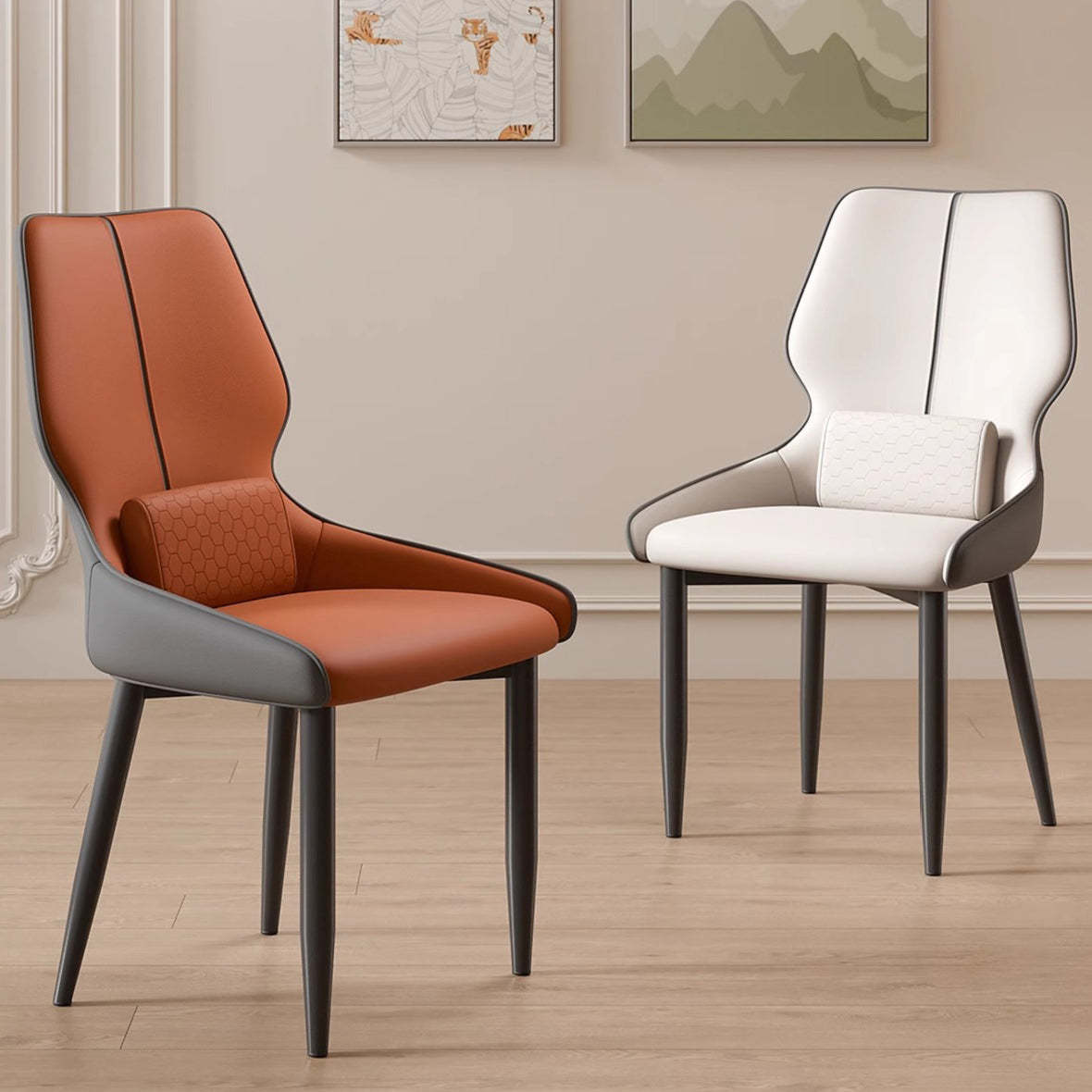 Luxury Leather Steel Dining Chair