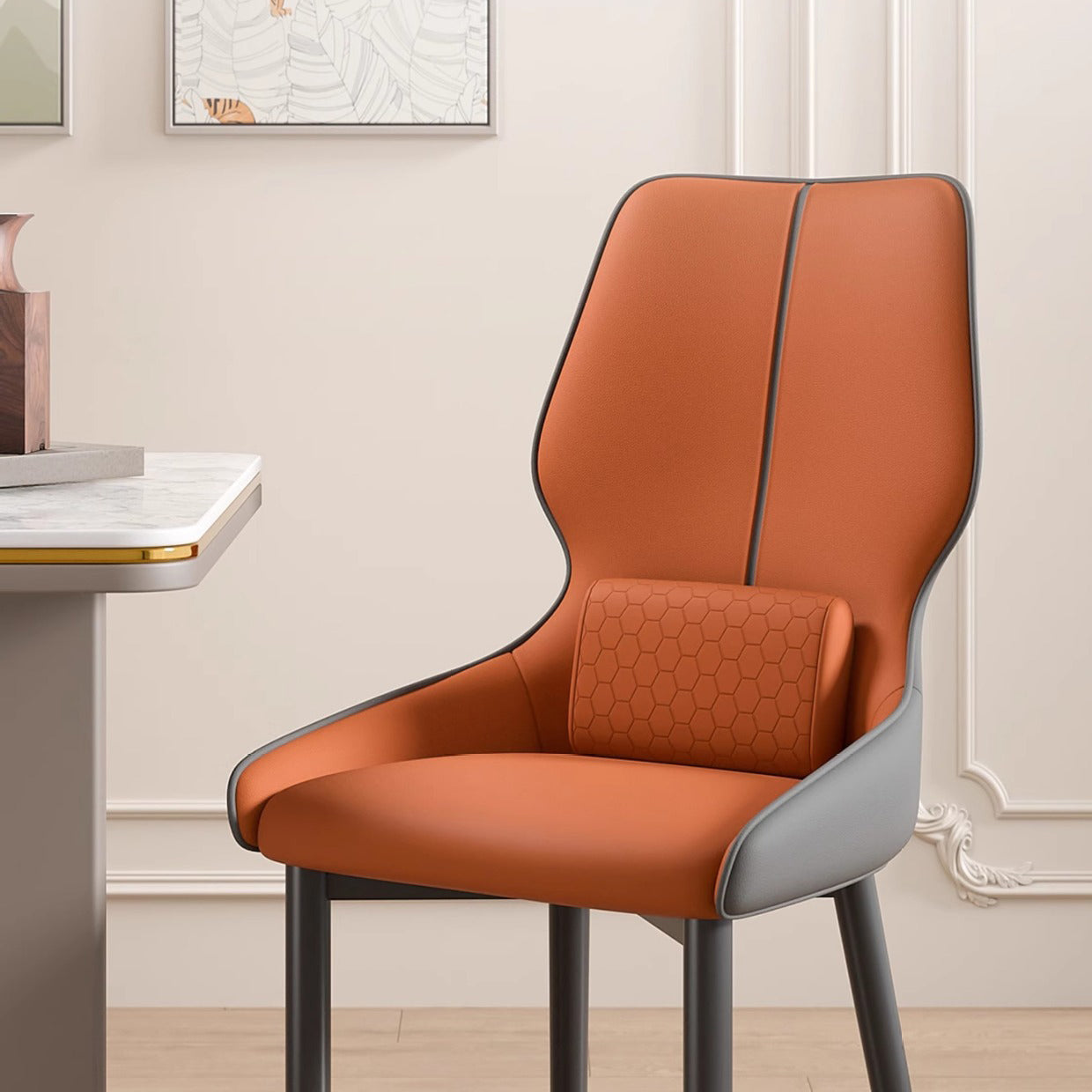 Luxury Leather Steel Dining Chair