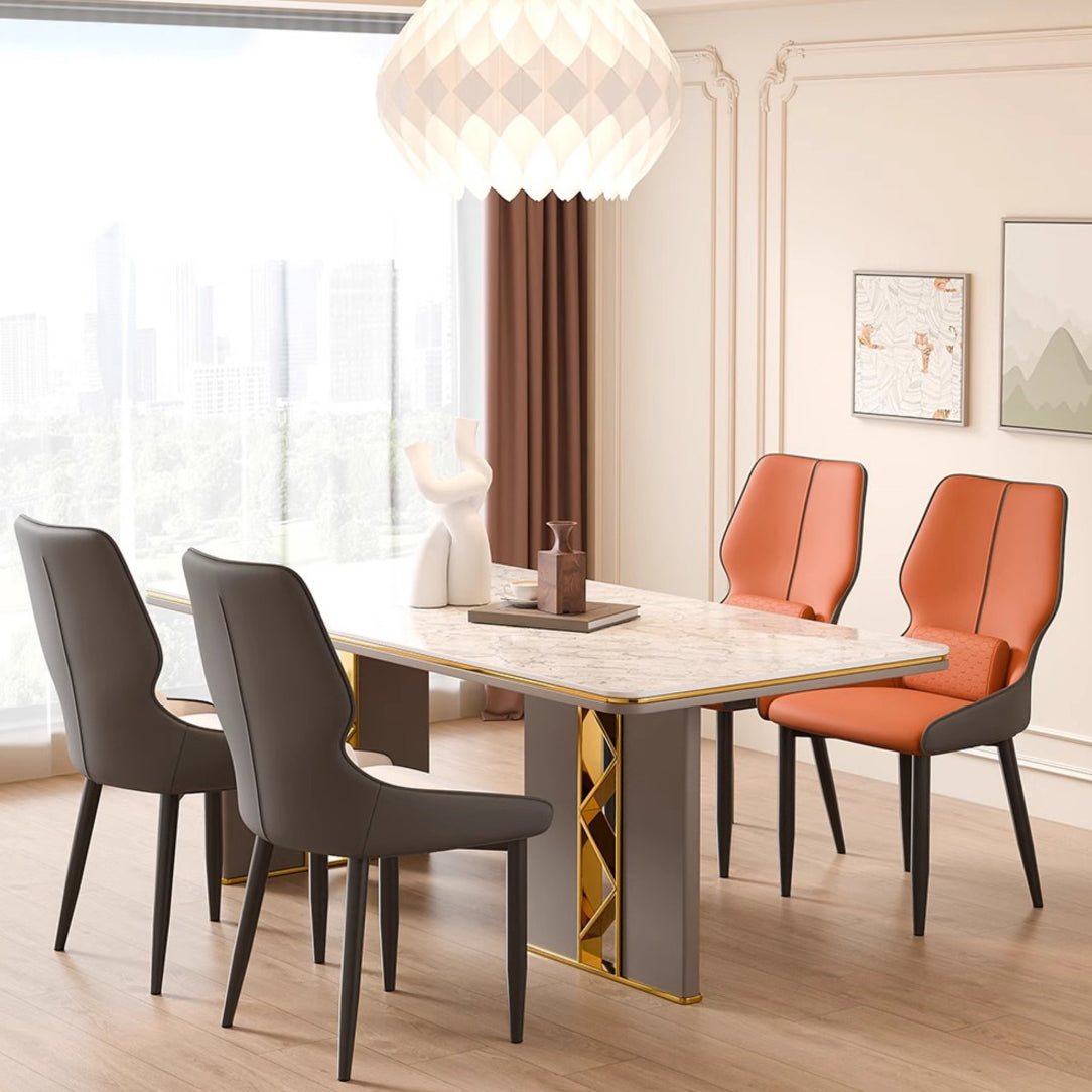 Luxury Leather Steel Dining Chair