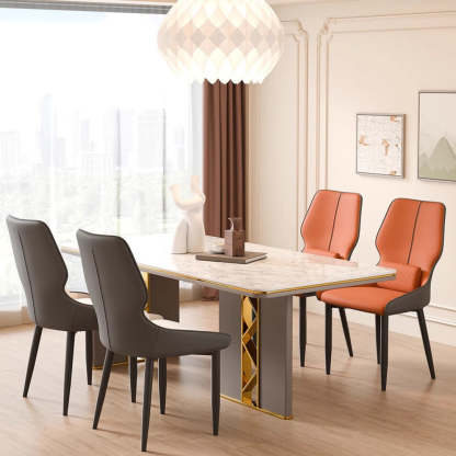 Luxury Leather Steel Dining Chair