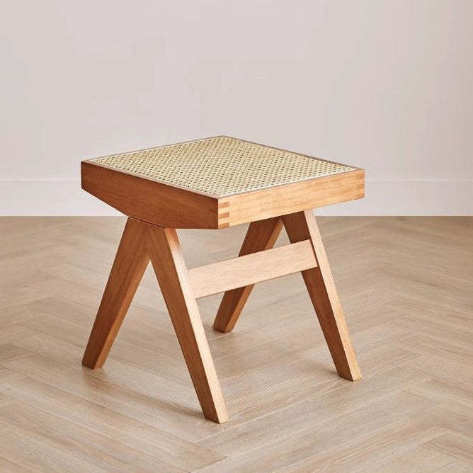 Minimalist Rattan Wood Low Stool
