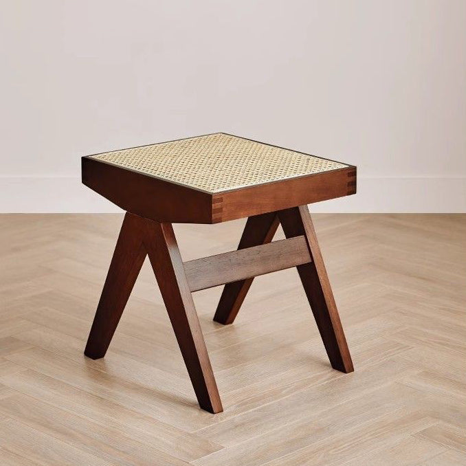 Minimalist Rattan Wood Low Stool