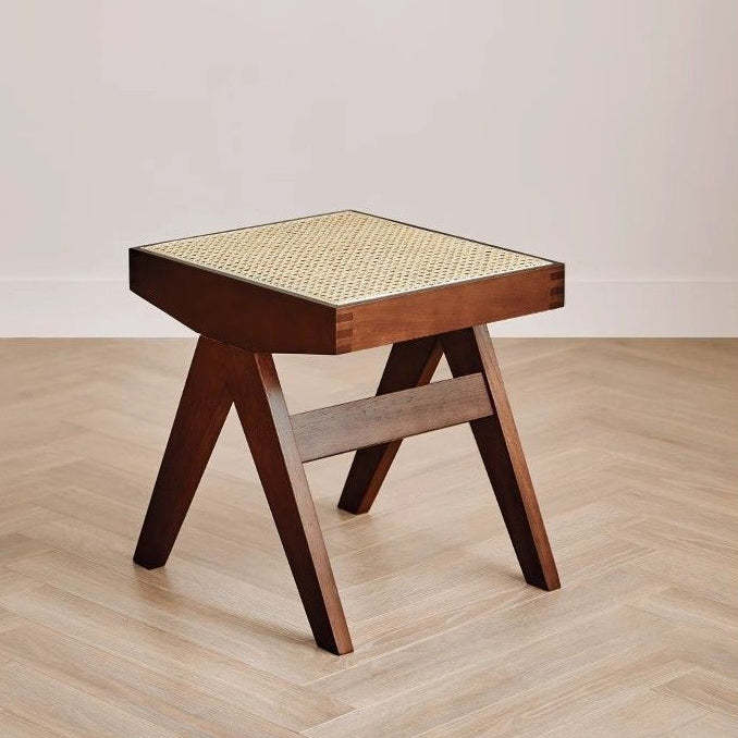 Minimalist Rattan Wood Low Stool