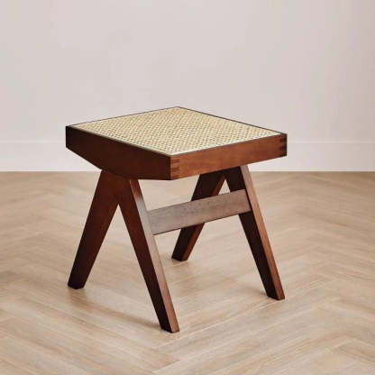 Minimalist Rattan Wood Low Stool